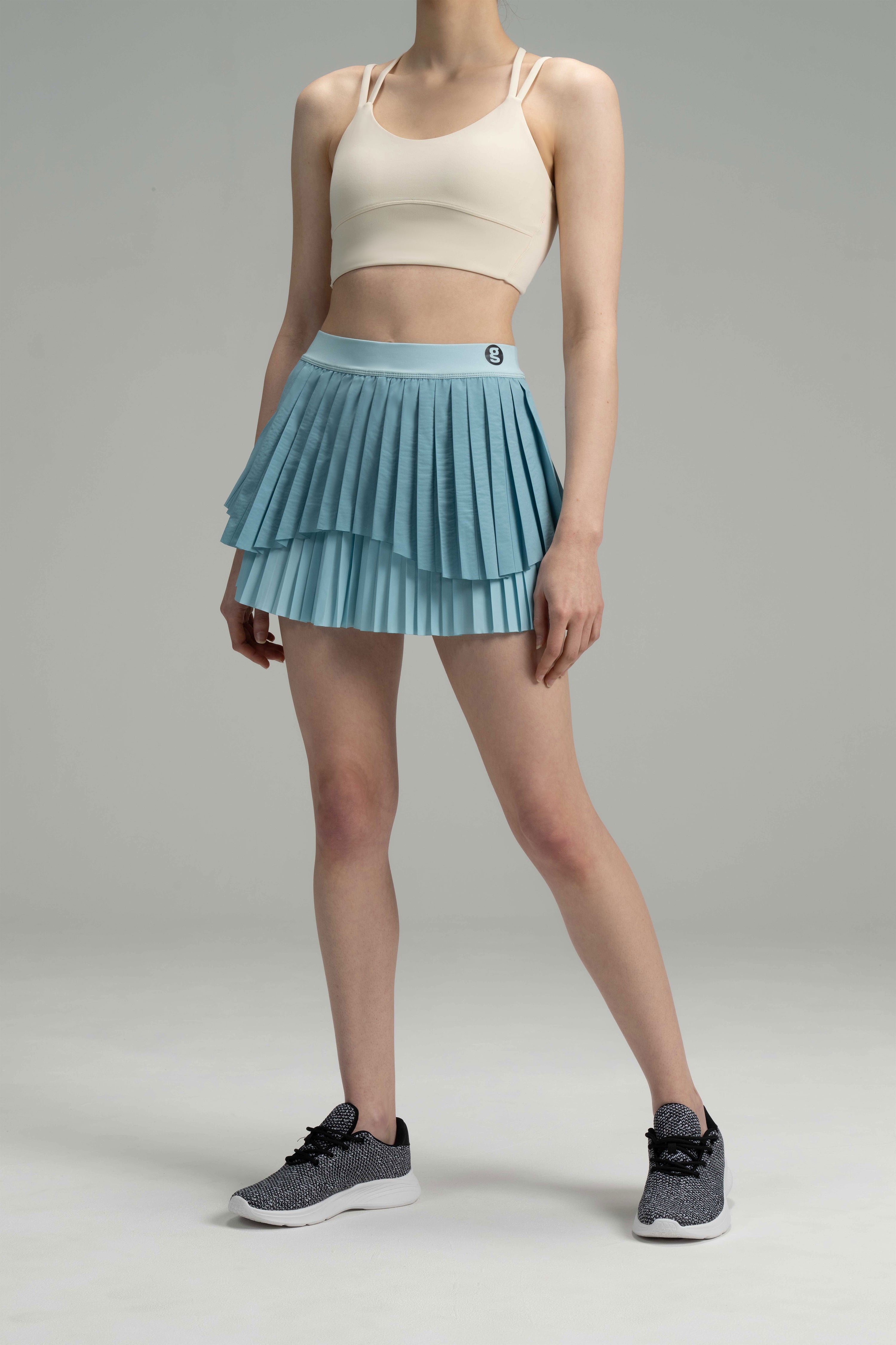 DualFlow Pleated Skirt (Blue Fog)